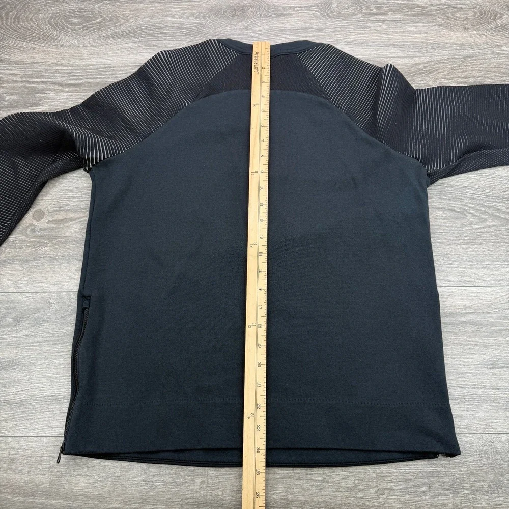Nike Tech Fleece Crewneck Sweatshirt Women Medium Black Side Zip Swoosh Pullover